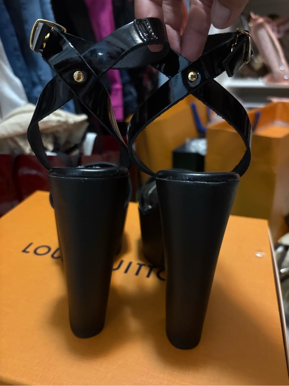 Steve Madden Black Patent Platform with AnkleBuckle - Picture 3 of 6
